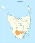 Map showing Derwent Valley LGA in Tasmania