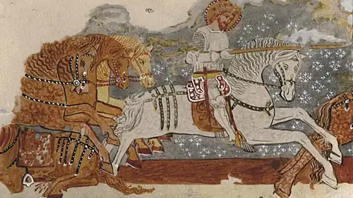 Dârjiu, The murals of the Unitarian church show the legend of Ladislaus I of Hungary.