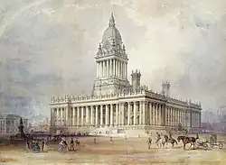 A painting of the Town Hall as planned
