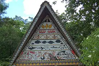 Bai meeting house of the Palauan people, with colorfully decorated gables