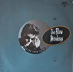 A blue background featuring the silhouetted face of lead singer Dr. Robert, along with the title and respective artist(s) of the song.