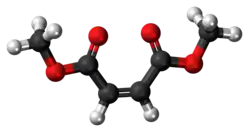 Ball-and-stick model of the dimethyl maleate molecule