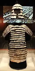Qin limestone armour set resembling iron and leather armour at that time.