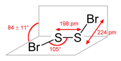 Ball-and-stick model of sulfur dibromide