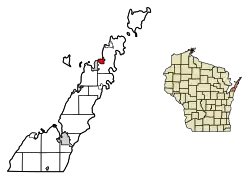 Location of Sister Bay in Door County, Wisconsin.