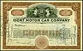 Certificate for shares in the Dort Motor Car Company