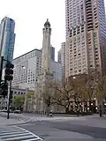 The Magnificent Mile shopping district and landmark Chicago Water Tower
