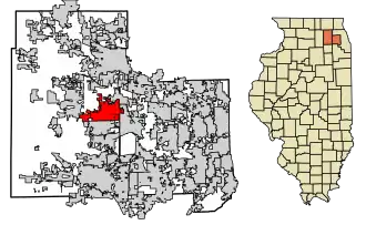 Location of St. Charles in Kane and DuPage Counties, Illinois