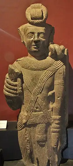 Dvarapala Yaksha made of basalt. Found in Buddhist cave (Pitalkhora), 2nd century CE. Prince of Wales Museum