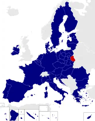 Map of the European Parliament constituencies with Lublin highlighted in red
