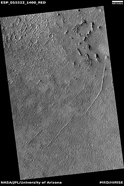 Ridges that may represent faults, as seen by HiRISE under HiWish program