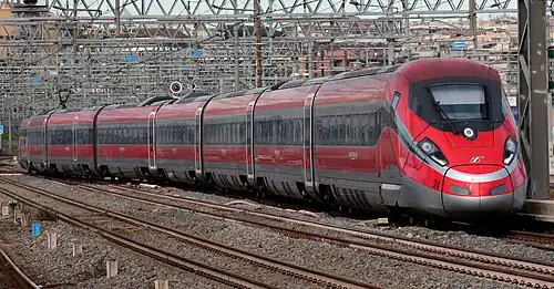Photograph of a Frecciarossa 100 train set similar to the one involved
