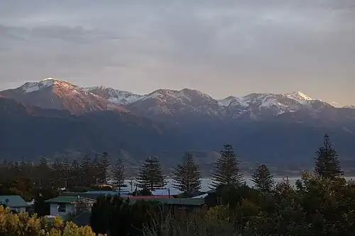 Seaward Kaikōura Range from Kaikōura town