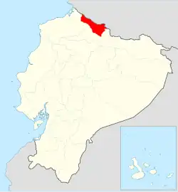 Location of Carchi Province in Ecuador.