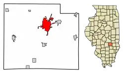 Location of Effingham in Effingham County, Illinois