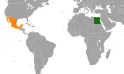 Map indicating locations of Egypt and Mexico