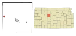 Location within Ellis County and Kansas
