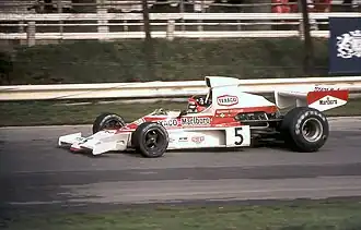 Fittipaldi in the McLaren M23 in the 1974 Race of Champions at Brands Hatch