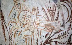 Nyckelharpa, fresco in the Emmislöv Church, cirka 1460.