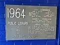 Plaque from 1964 details those involved in creating the new building.