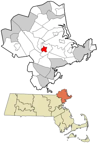 Location in Essex County and the state of Massachusetts.