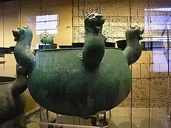 Cauldron with lion heads, bronze.