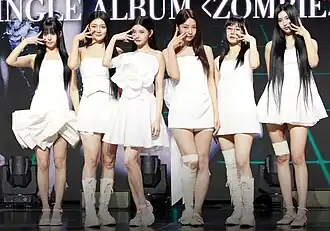 Everglow in June 2024 L–R: E:U, Onda, Yiren, Sihyeon, Mia, and Aisha