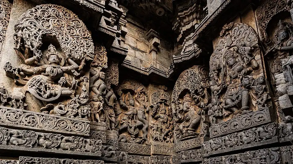 Exterior wall reliefs at Hoysaleswara Temple. The temple was twice sacked and plundered by the Delhi Sultanate in the early 14th century, and abandoned in the mid 14th century.[141]