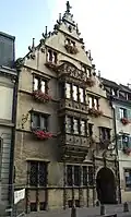 Two superposed Renaissance oriel windows in Colmar, France