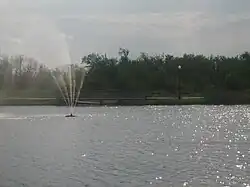 The refreshing fountain in the summer heat at Fair Park in Childress