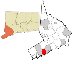Darien's location within Fairfield County and Connecticut
