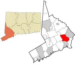 Trumbull's location within Fairfield County and Connecticut