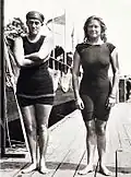Fanny Durack (left) and Mina Wylie at the 1912 Olympics