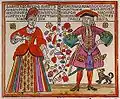 A Joker and His Wife. This 18th-century lubok is an adaptation of a German print.