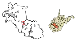 Location of Montgomery in Fayette County, West Virginia