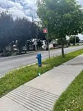 Fire hydrant locator stanchion in Salaberry-de-Valleyfield