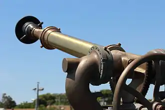 One of Fire Fighter's smaller 2,000gpm monitors, located on her fore Portside top deck
