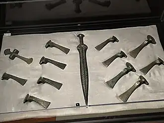 Bronze sword and axes, Ottomány culture, 1700-1600 BC.[22][23]