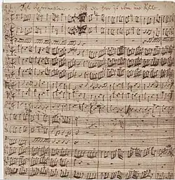 Handwritten first page of a score