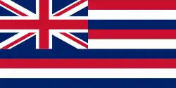 Flag of the Kingdom of Hawaiʻi , — a 1:2 canton and 9 stripes , (1795→1893 — The Sandwich Islands)