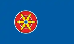 Flag of Kvens , — the lands of the indigenous Kvens Balto-Finnic people of central Scandinavia across Norway closely linked to the Sámi people ,
