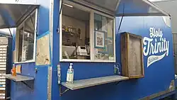Photograph of a blue food cart