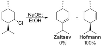 Treating menthyl chloride with base gives only the Hofmann product.
