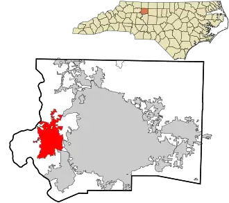 Location in Forsyth County and the state of North Carolina