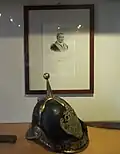 Papal helmet from 1848, belonged to Pio IX's troops, at the Museum of Arms.