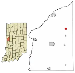 Location of Newtown in Fountain County, Indiana.