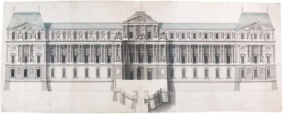 Drawing by François Le Vau, which may be his proposal of 1664[11]