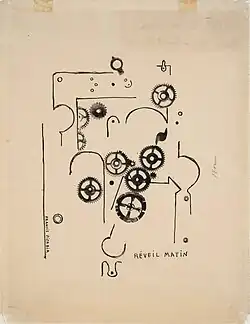 Réveil Matin (Alarm Clock), 1919, ink on paper, 31.8 x 23&nbsp;cm, Tate, London