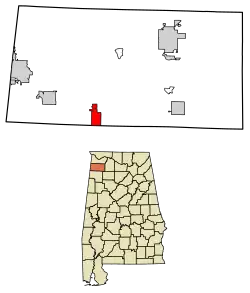 Location of Hodges in Franklin County, Alabama.