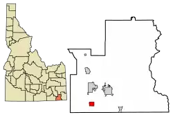 Location of Weston in Franklin County, Idaho.